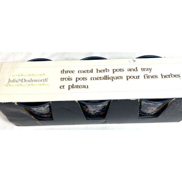 Julie Dodsworth 3 Floral Herb Pots & Tray Set 14'' Long - Picture 4 of 4